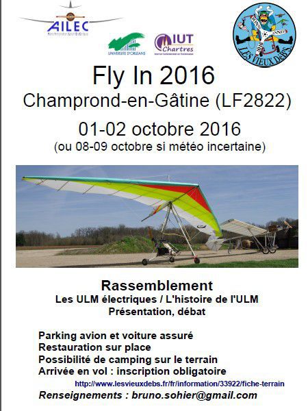 Le « Fly in 2016 » à Champrond en Gâtine, samedi 1er et dimanche 2 octobre 2016 Le « Fly in 2016 » à Champrond en Gâtine, samedi 1er et dimanche 2 octobre 2016