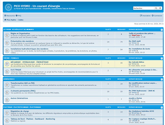 Pico Hydro - Le forum de référence sur le turbinage hydro-electrique !